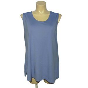 August Max Woman 2X Top Tank Sky Blue Side Slits Knit Stretch Sleeveless Cute